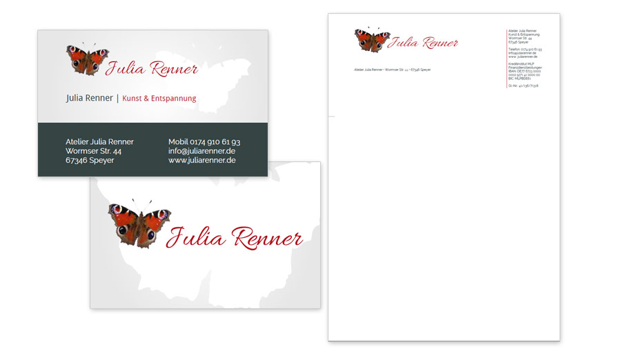 Julia Renner Visitenkarten & Briefpapiervorlage