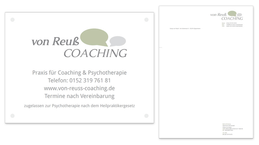 von reuß Coaching Praxisschild & Briefpapier